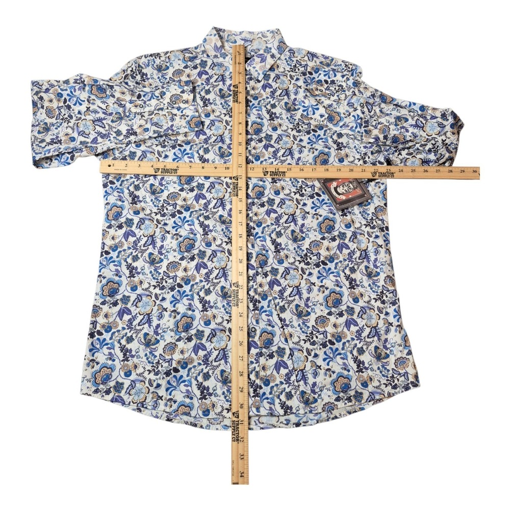Rock Roll n Soul Mens XL Floral Paisley Shirt Blue Western Button Up Cowboy NWT - Picture 4 of 7